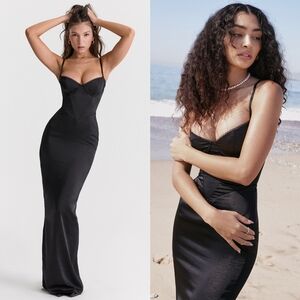 House of CB 'Stefania' Black Corset Maxi Dress